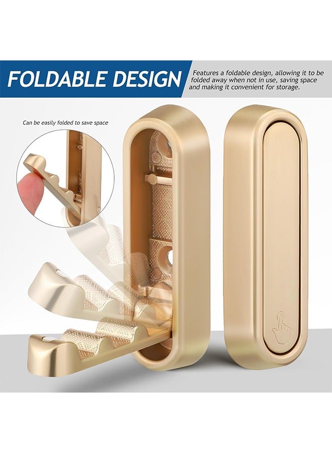 Gold Foldable Wall Hook Foldable Invisible Hook Heavy Zinc Alloy Bathroom Wall Hook Retractable Heavy  Duty Wall Hooks Metal Foldable Hooks Wall Mount for Closet Scarf Hat Robe Key Bags Purse Bag  Bathroom Kitchen Bedroom