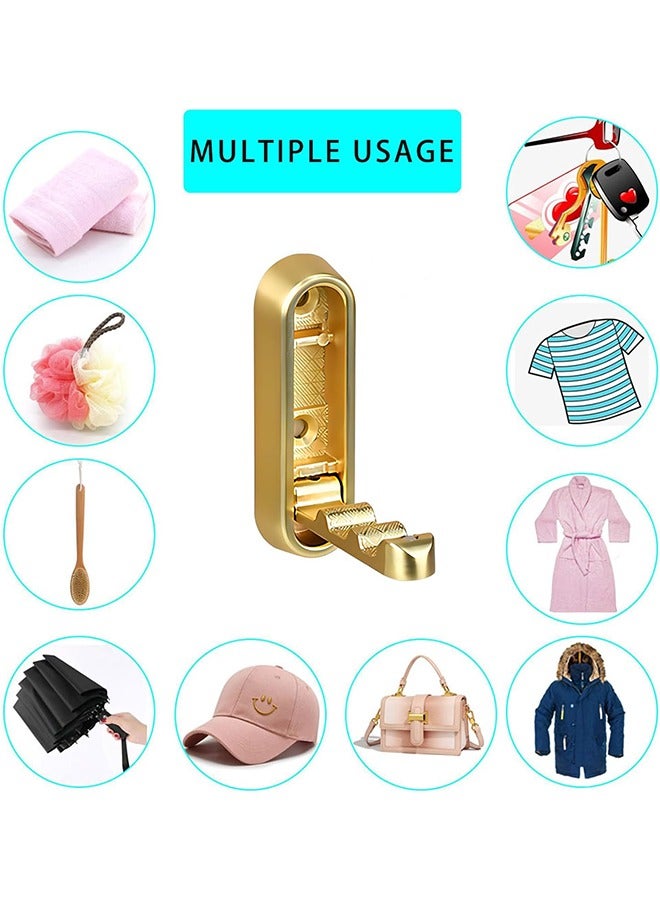 Gold Foldable Wall Hook Foldable Invisible Hook Heavy Zinc Alloy Bathroom Wall Hook Retractable Heavy  Duty Wall Hooks Metal Foldable Hooks Wall Mount for Closet Scarf Hat Robe Key Bags Purse Bag  Bathroom Kitchen Bedroom