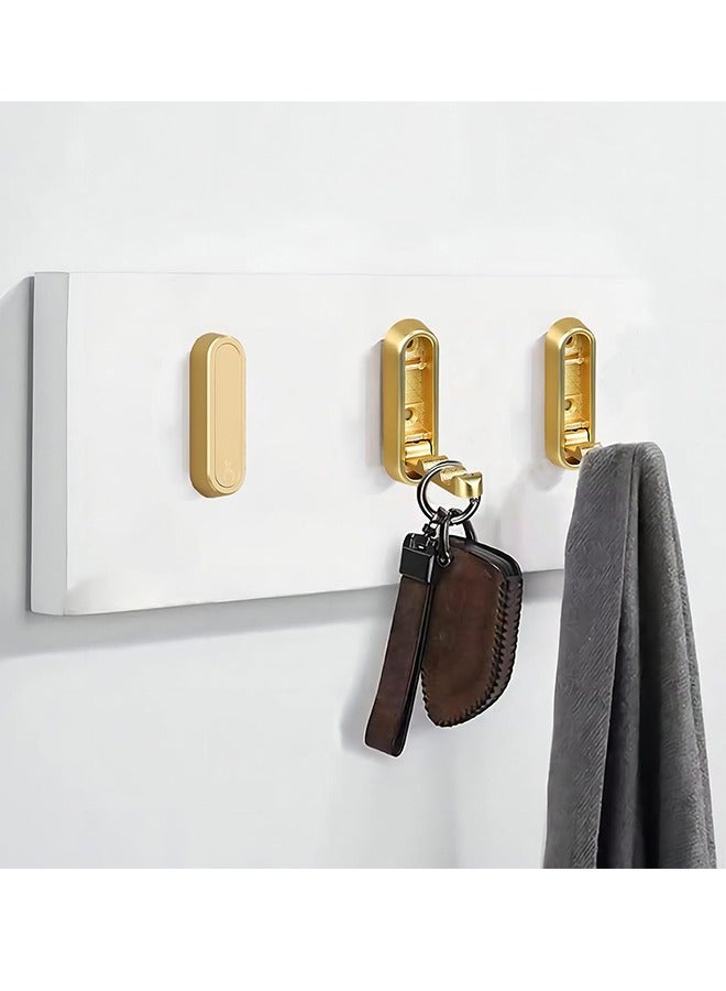 Gold Foldable Wall Hook Foldable Invisible Hook Heavy Zinc Alloy Bathroom Wall Hook Retractable Heavy  Duty Wall Hooks Metal Foldable Hooks Wall Mount for Closet Scarf Hat Robe Key Bags Purse Bag  Bathroom Kitchen Bedroom