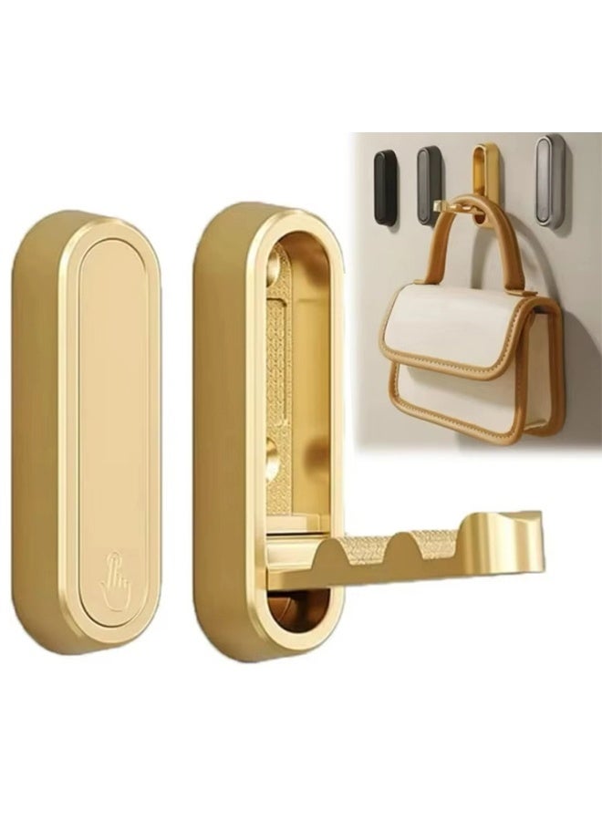 Warme  1PCS Folding Coat Hooks, Foldable Golden Wall Hooks Heavy Duty Foldable Hook Bathroom Towel Hooks Robe Hooks Wall Mounted for Hanging Coat Towels Clothes Hat Bags Keys - Image 1