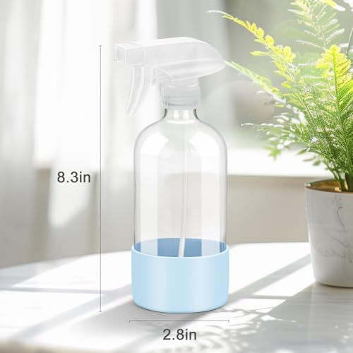 Worldgsb 2 Pack Glass Spray Bottles with Silicone Sleeve, 16 oz Empty Refillable Containers with Adjustable Spray Nozzles, Spray Bottles for Hair, Cleaning Solutions and Plants Blue&Grey - Image 4