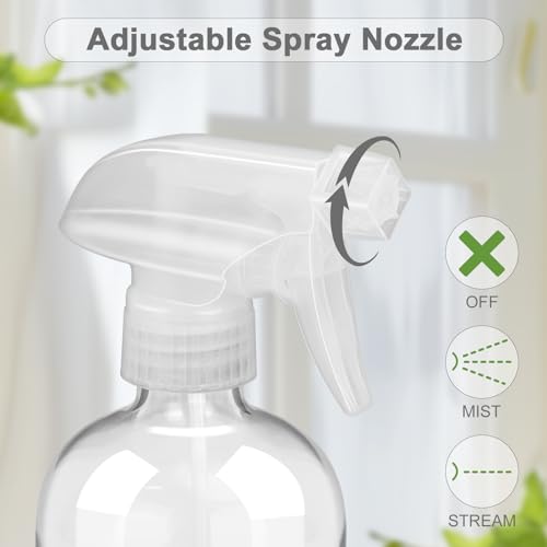 Worldgsb 2 Pack Glass Spray Bottles with Silicone Sleeve, 16 oz Empty Refillable Containers with Adjustable Spray Nozzles, Spray Bottles for Hair, Cleaning Solutions and Plants Blue&Grey - Image 2
