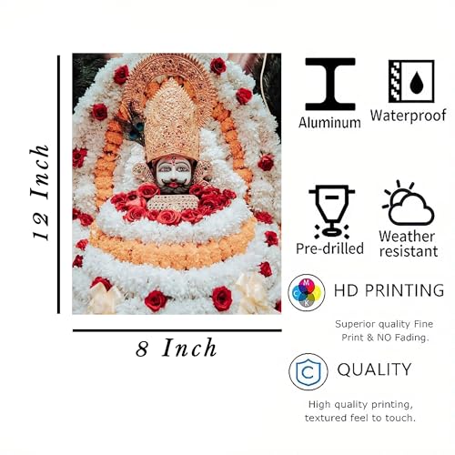 Cliths Khatu Shyam Wall Art Spiritual Hindu Metal Print for Living Room, Home & Office Decoration, Festival Gift Pre-Drilled Aluminum Frame with Waterproof HD Print - Image 2