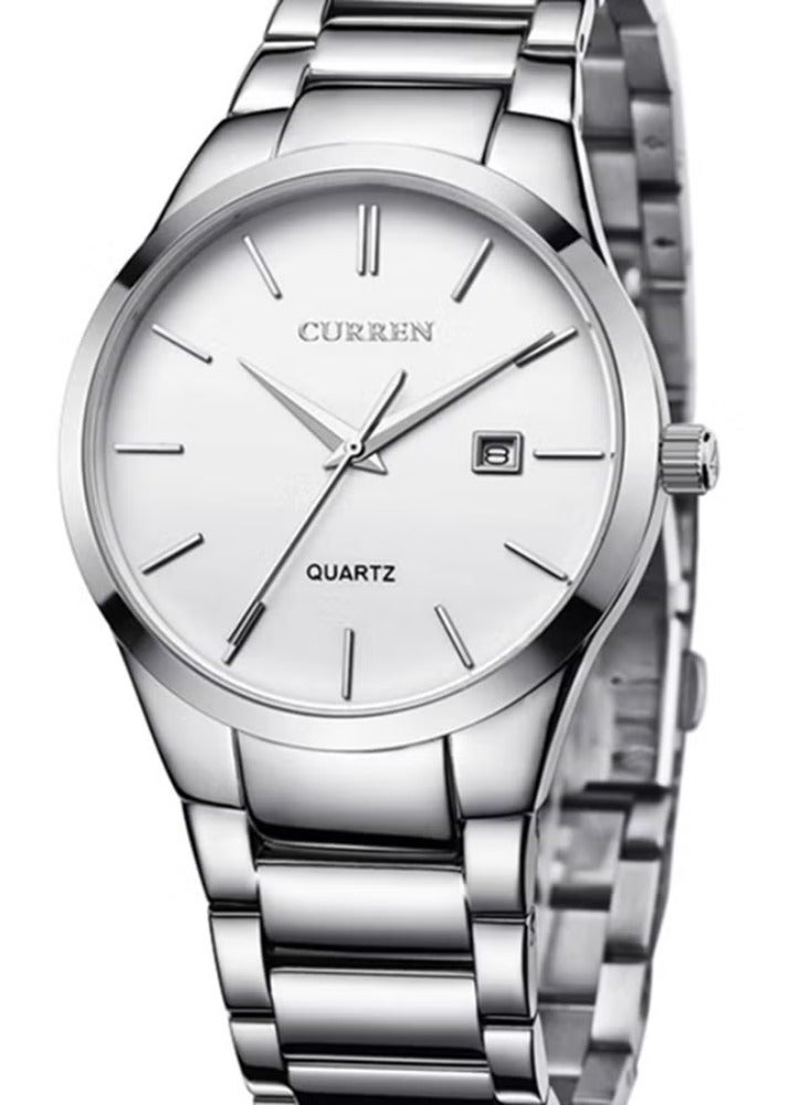 CURREN Men's Water Resistant Analog Watch 8106 - 40 mm - Silver - Image 1