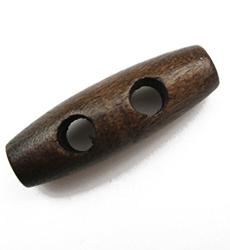 ALL in ONE 50pcs Brown 2 Hole Scrapbooking Sewing Wood Toggle Buttons Stained Chery Oval 30x10mm(1-1/8 X 3/8”) - Image 3