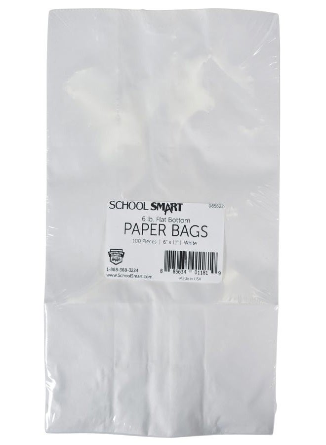 School Smart Pavilia Flat Bottom Paper Bags - 6 x 11 - Pack of 100 - White - Image 3