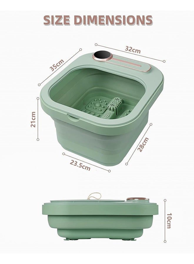جارلو طوي حوض الاستحمام القدم ، مع الحرارة فقاعة تدليك و بخاخ ، تدليك القدم سبا ، حمام القدم الكهربائية فقاعة مع تدليك بكرات القدم الملفات ، تدفئة القدم سبا ( الأخضر ) - Image 3