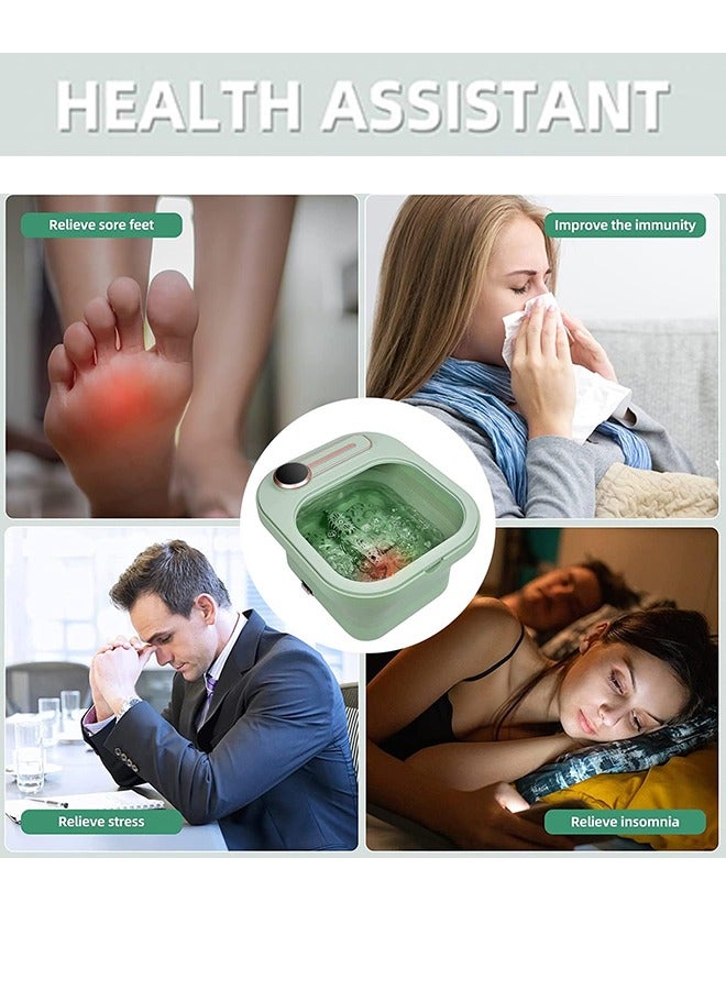 جارلو طوي حوض الاستحمام القدم ، مع الحرارة فقاعة تدليك و بخاخ ، تدليك القدم سبا ، حمام القدم الكهربائية فقاعة مع تدليك بكرات القدم الملفات ، تدفئة القدم سبا ( الأخضر ) - Image 5