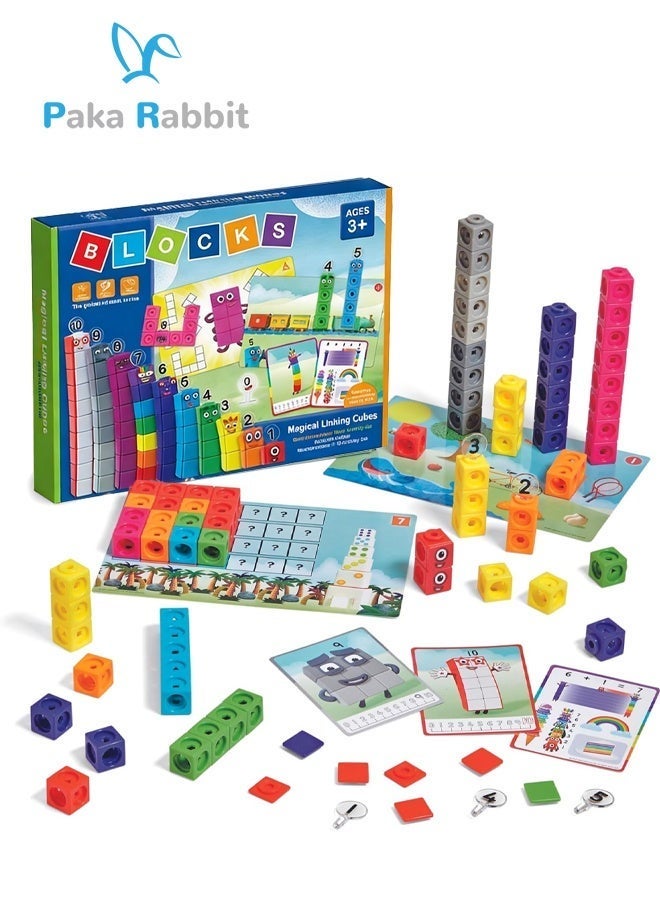 Paka Rabbit MathLink Cubes Numberblocks 1–10 Activity Set, Mathematics Enlightenment Toys for 3+ Year Old Boys and Girls,Educational Learning Toys, Sensory Toys for Kids. - Image 1