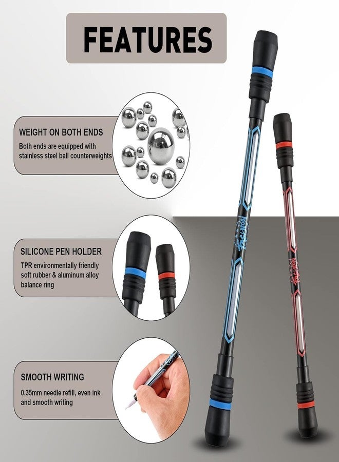 Shuttle Art 2 Pcs Spinning Rotatable Finger Ball Point Pens - Non-Slip Coated Rotating Gel Pen Mod for Gaming Student | Magic Floating & Rolling Light Anti Dropping Pen for Gamers - Image 4