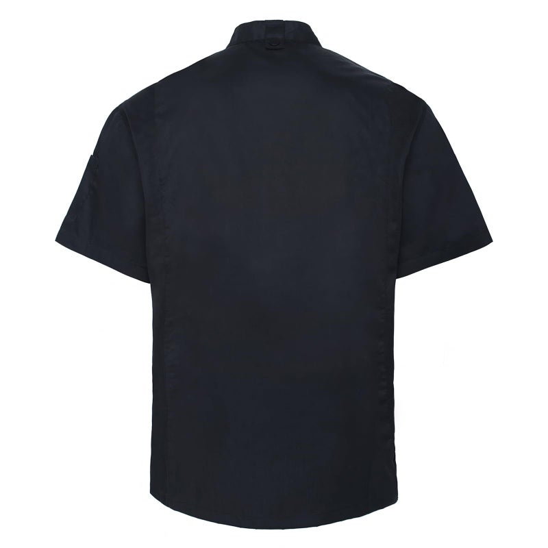 TopTie Unisex Short Sleeve Chef Coat Jacket, Black with Mesh Side - Image 2