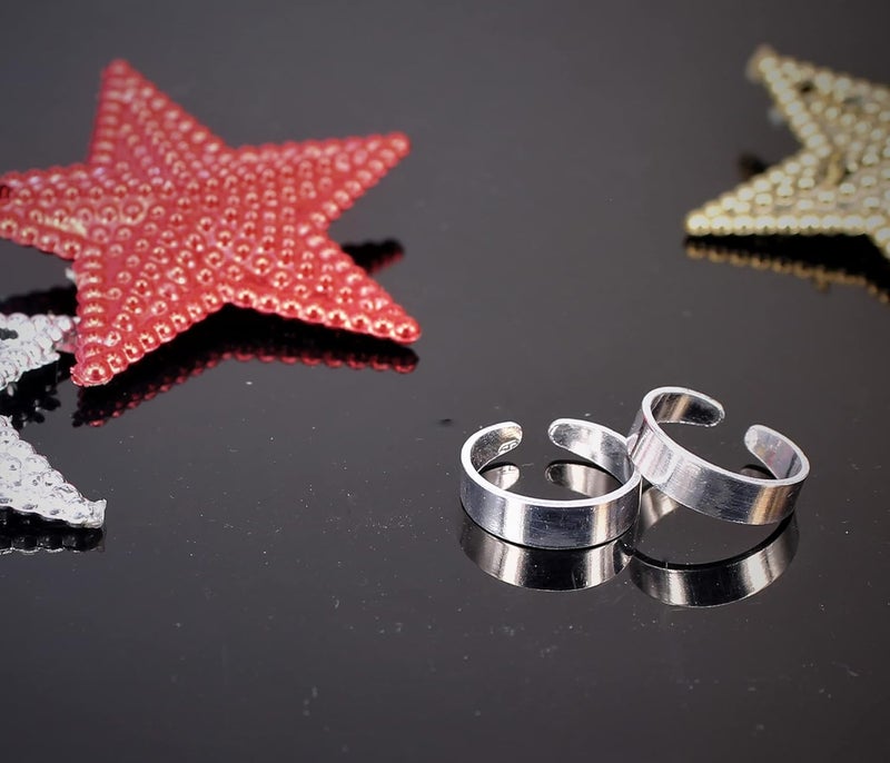 silver chest 925 Sterling Silver Toe Rings For Women - Plain Toe Ring Silver For Girls -Set Of 2 Bichiya - Image 2