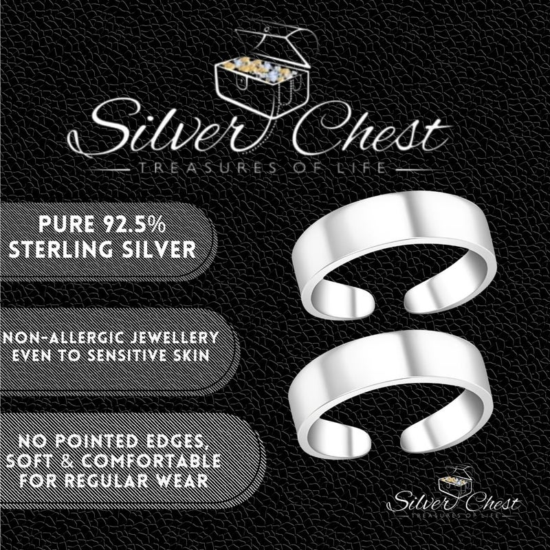 silver chest 925 Sterling Silver Toe Rings For Women - Plain Toe Ring Silver For Girls -Set Of 2 Bichiya - Image 3
