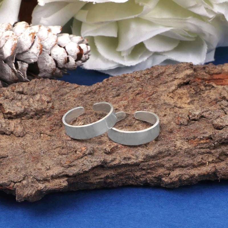 silver chest 925 Sterling Silver Toe Rings For Women - Plain Toe Ring Silver For Girls -Set Of 2 Bichiya - Image 5