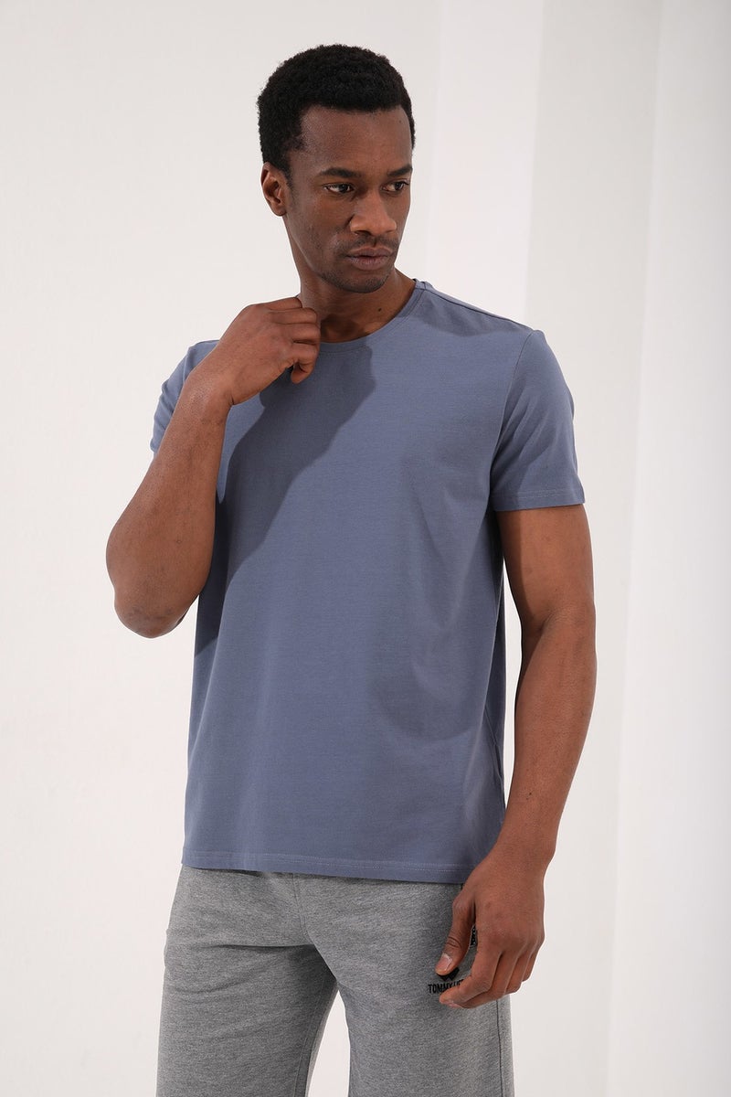 Tommy Life Petrol Men's Basic Short Sleeve Standard Pattern O Neck T-Shirt - 87911  - Image 4