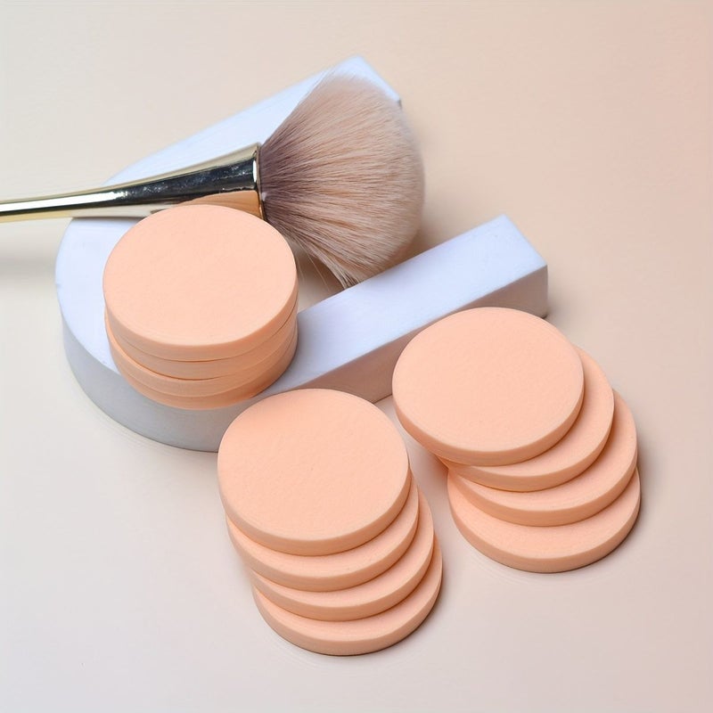 Orange 8 Round Facial Foundation Sponges Dry Wet Use Soft Makeup Applicator - Image 1