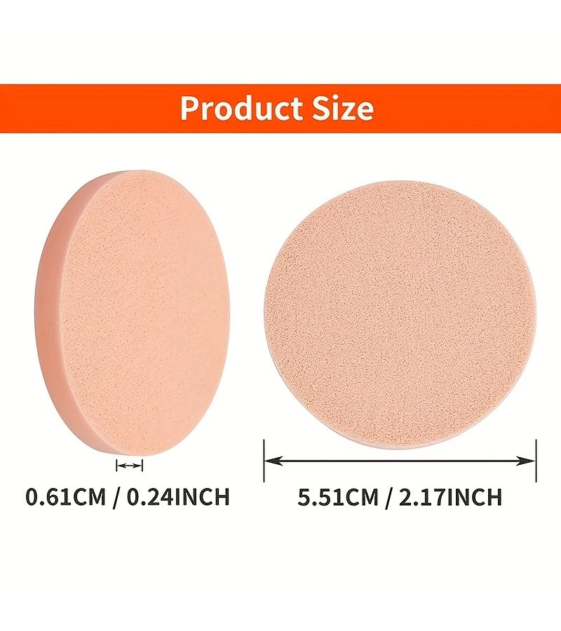 Orange 8 Round Facial Foundation Sponges Dry Wet Use Soft Makeup Applicator - Image 5