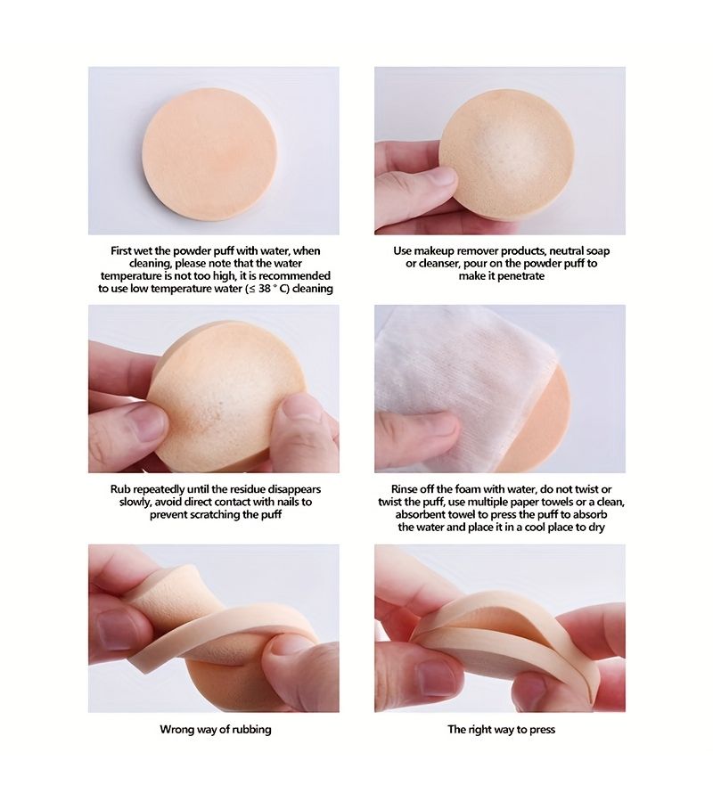 Orange 8 Round Facial Foundation Sponges Dry Wet Use Soft Makeup Applicator - Image 3
