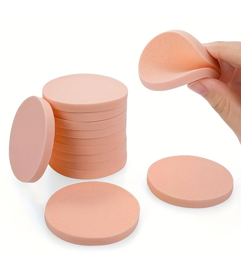 Orange 8 Round Facial Foundation Sponges Dry Wet Use Soft Makeup Applicator - Image 4