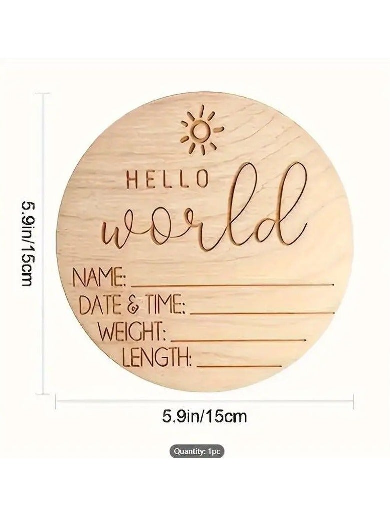 أطفال صغيرة بطاقات خشبية رائعة لأطفال في مراحل نموهم الأولى - 15.01 سم - دعامات صور شهرية للأطفال في السنة الأولى - مرحباً بالعالم - Image 2