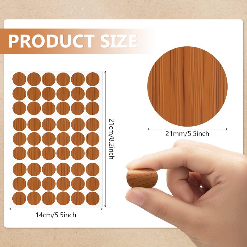 Epakh 864 Pieces Screw Covers Wood Stickers for Furniture, 0.83 Inch Screw Hole Stickers Waterproof PVC Cover Caps Adhesive Wood Grain Stickers for Screw Holes Wall Cabinets Bookcase Desk (Basic Color) - Image 2