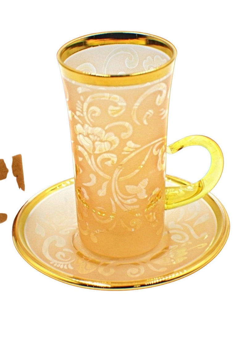 كودو آرتس طقم فناجين شاي مع صحن زجاج 6 قطع  - Image 3