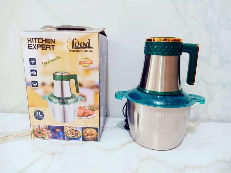 Electric Meat Grinder Stainless Steel with Heavy Bowl Kitchen Food Chopper Vegetable Chopper Blender Blender Juicer Large Capacity 3L - Image 1