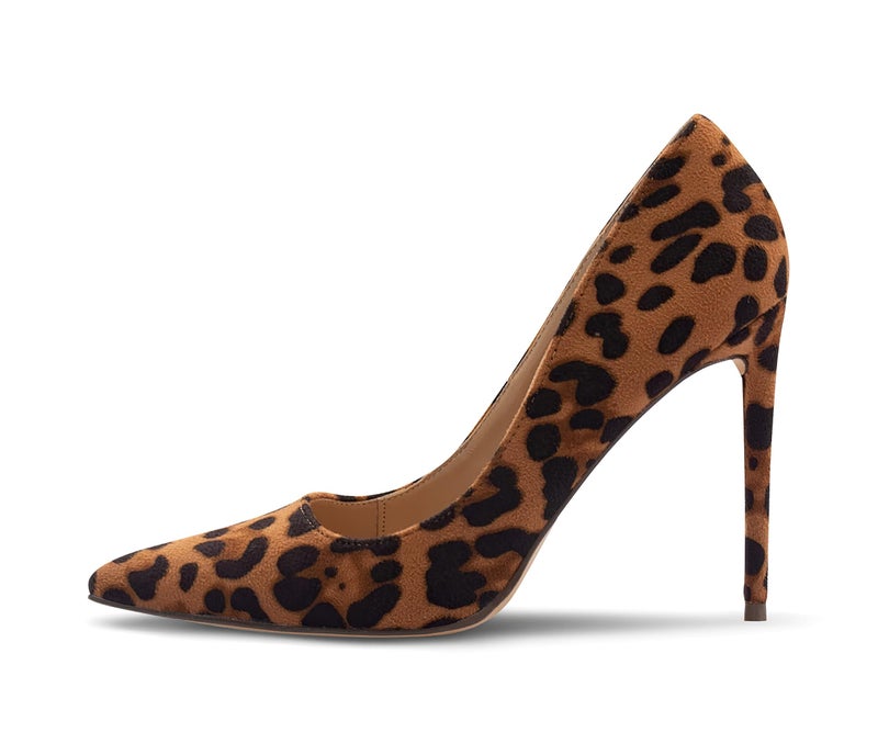Carcuume Women's Pumps Slip On High Heels with Pointed Toe 4.1 Inch Stiletto Bridal Party Dress Heels for Casual,Leopard Su,9,S1 - Image 1