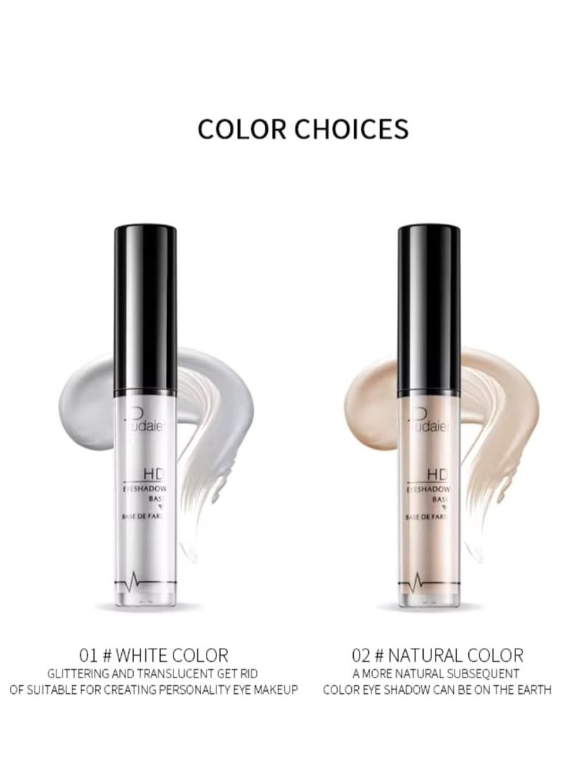 pudaier HD Eyeshadow Makeup Eye Primer Eye Base Cream Long Lasting Eyelid Primer Waterproof Liquid Eyeshadow Base Primer Eye Makeup Durable Moisturizing Primer Concealer White 01 - Image 2