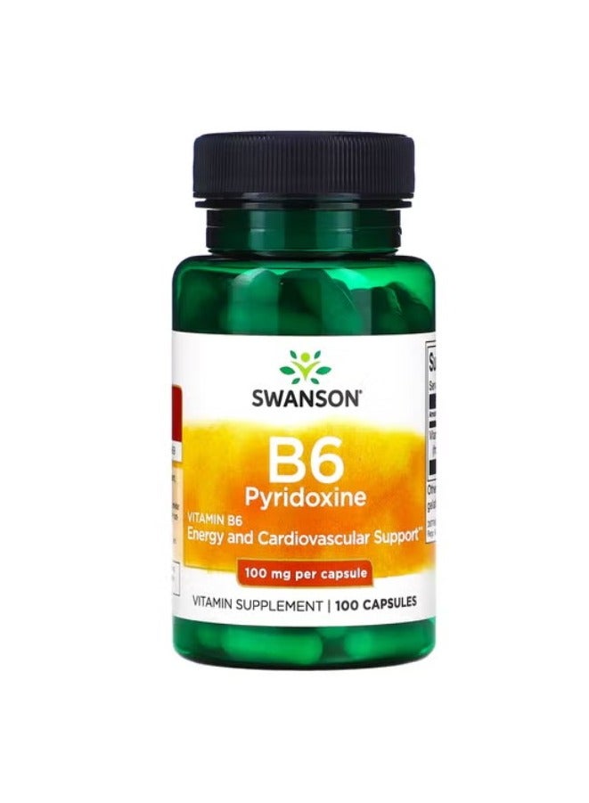 SWANSON B6 Pyridoxine 100 mg 100 Capsules