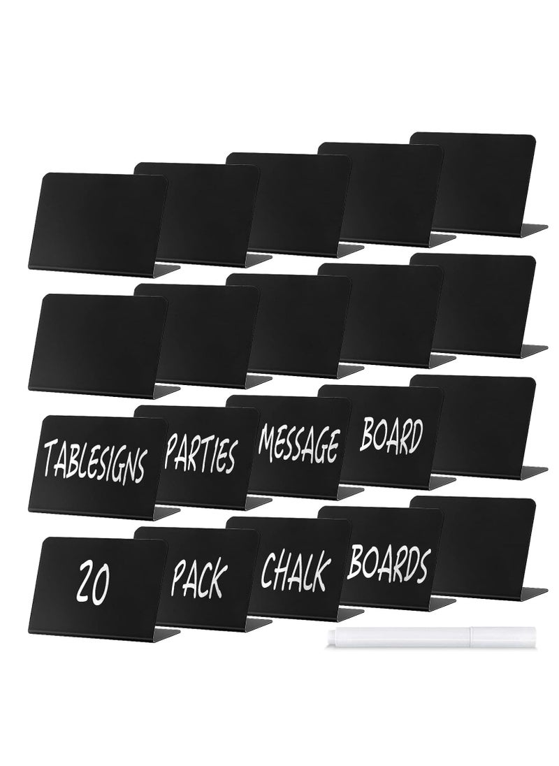 Oasisgalore 20 Pcs L-Shaped Mini Chalkboard Tabletop Chalkboard for Message Board Signs, Weddings and More  - Image 1