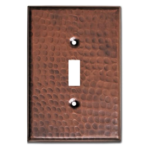 Monarch Abode 1-Gang Toggle Wall Plate, Hand Hammered Pure Copper Single Switch Wall Plate, Decorative Light Switch Cover Plate for Electrical Outlet, Pure Copper - Image 1