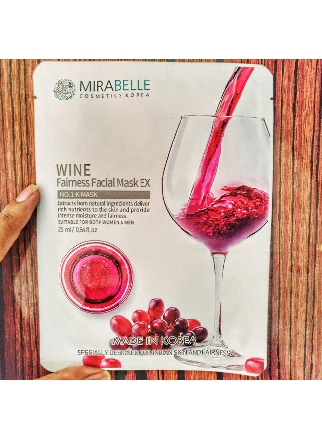 Mirabelle Wine Fairness Sheet Facial Mask for Wrinkles - 25ml (Pack of 3) - Image 3