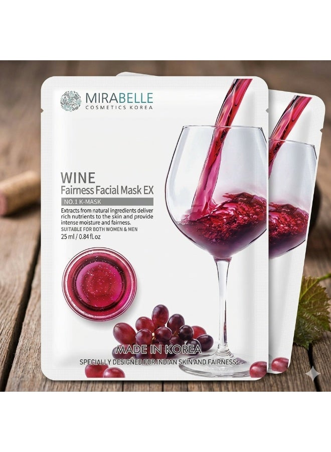 Mirabelle Wine Fairness Sheet Facial Mask for Wrinkles - 25ml (Pack of 3) - Image 2