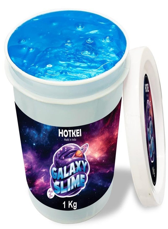 HOTKEI (1 Kg) Blue Galaxy Slime for Kids DIY Fruit Scented Metallic Magic Toy Slimy Slime Gel Jelly Putty Art Toys Birthday Gift Box for Boys Girls 3 to 10 Years - Image 1