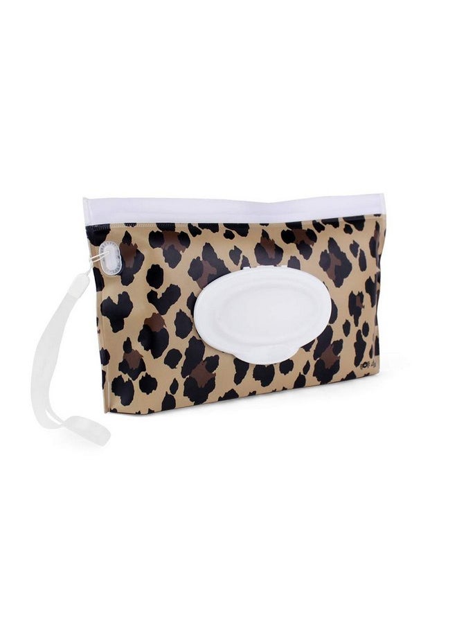 Itzy Ritzy Itzy Ritzy Travel Wipes Case - Reusable Wipe Pouch - Take & Travel Pouch Holds Up To 30 Wet Wipes, Includes Silicone Wristlet Strap, Leopard  - Image 3