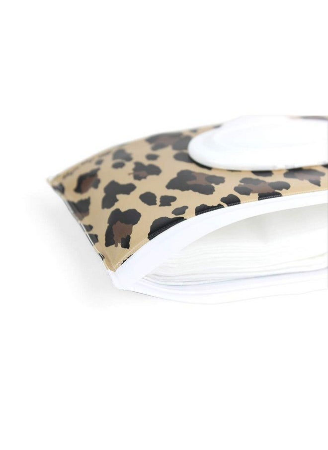 Itzy Ritzy Itzy Ritzy Travel Wipes Case - Reusable Wipe Pouch - Take & Travel Pouch Holds Up To 30 Wet Wipes, Includes Silicone Wristlet Strap, Leopard  - Image 2