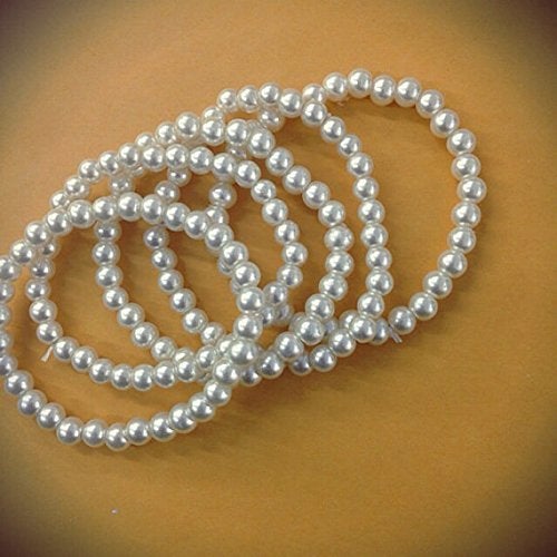 CLGIFT 5 Pc Stretch Vintage Ivory Faux Pearl Bracelet, Wedding, Bridal Party, Bridal Jewelry, Pearl Wedding/Party Favor - Image 2