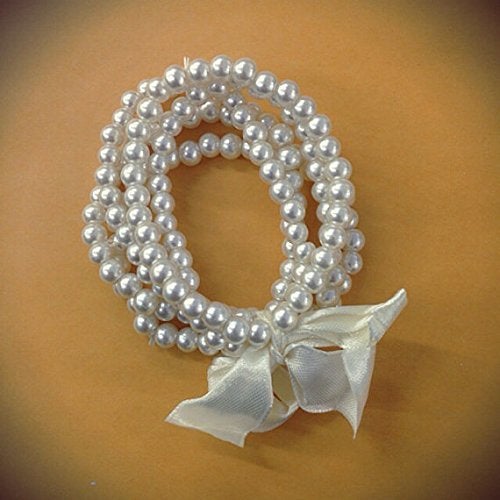 CLGIFT 5 Pc Stretch Vintage Ivory Faux Pearl Bracelet, Wedding, Bridal Party, Bridal Jewelry, Pearl Wedding/Party Favor - Image 1