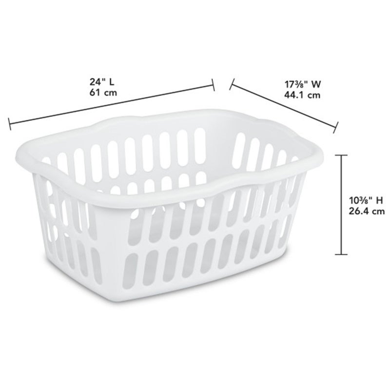 Sterilite 12-Pack Rectangular Laundry Basket, Plastic Clothes Hamper, 1.5 Bushel, White - Dirty Clothing Storage Organizer with Handles for Bedroom, Bathroom, and Closet - Image 2