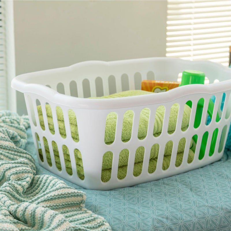Sterilite 12-Pack Rectangular Laundry Basket, Plastic Clothes Hamper, 1.5 Bushel, White - Dirty Clothing Storage Organizer with Handles for Bedroom, Bathroom, and Closet - Image 4