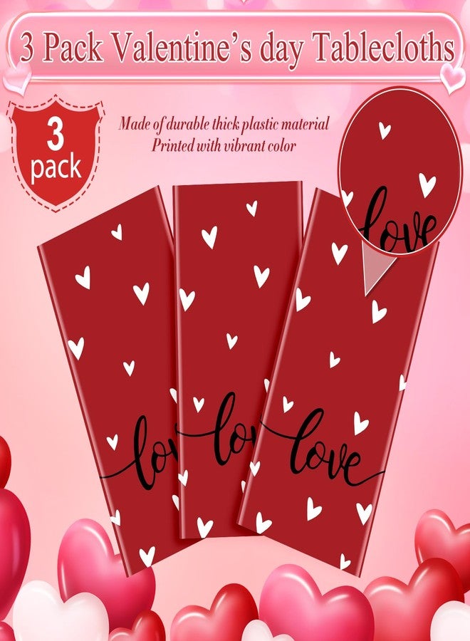Jectivs 3Pack Valentine's Party Decorations,Disposable Red Love Hearts Tablecloths Rectangular Plastic Table Cover for Birthday Anniversary Engagement Weeding Valentine's Party Supplies, 54x108 Inch - Image 4