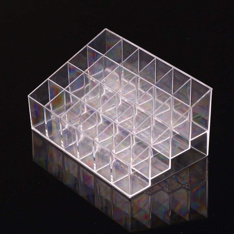 SKDBPM Plastic Cosmetic Shelf Stand Case Grid Squares Lipstick Holder Showcase Stand Cosmetic Organizer Makeup Storage Box (24 Grid 4X6) - Image 3