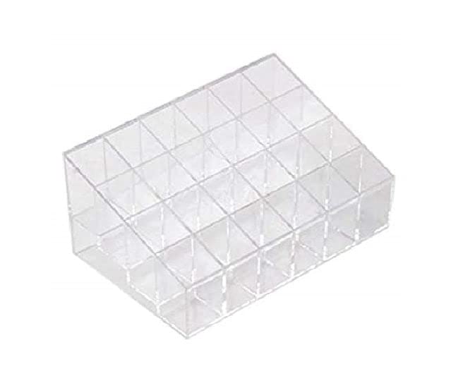 SKDBPM Plastic Cosmetic Shelf Stand Case Grid Squares Lipstick Holder Showcase Stand Cosmetic Organizer Makeup Storage Box (24 Grid 4X6) - Image 4