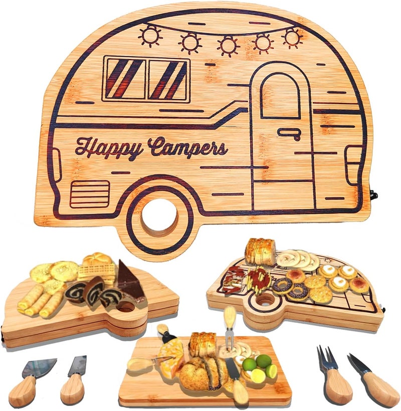 Haigoo Foldable RV Charcuterie Boards, Camping RV Essentials with Cheese Knife Set, RV Camper Accessories as Birthday House Warming Wedding Gifts for Women Couples Mom, Camper Must haves RV Gifts - Image 1