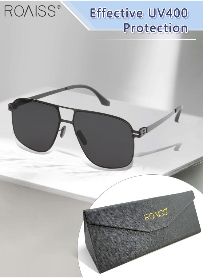 roaiss - Men's Aviator Sunglasses, UV400 Protection Sun Glasses with Ultralight Metal Frame, Fashion Anti-Glare Sun Shades for Men Driving, Fishing, Traveling, Black - Image 1