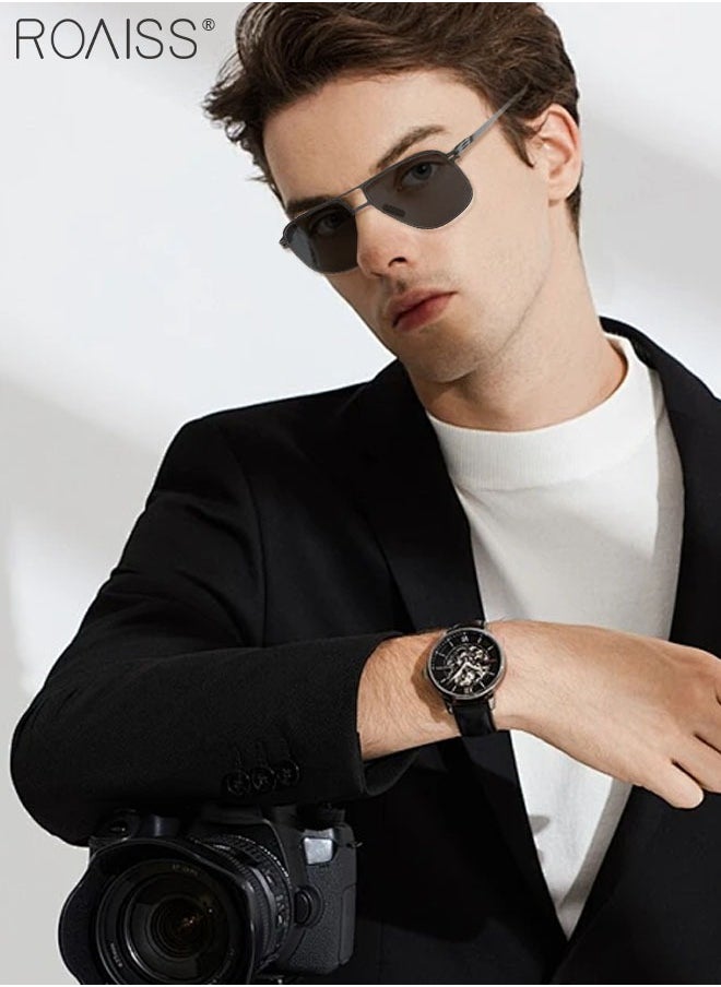 roaiss - Men's Aviator Sunglasses, UV400 Protection Sun Glasses with Ultralight Metal Frame, Fashion Anti-Glare Sun Shades for Men Driving, Fishing, Traveling, Black - Image 1