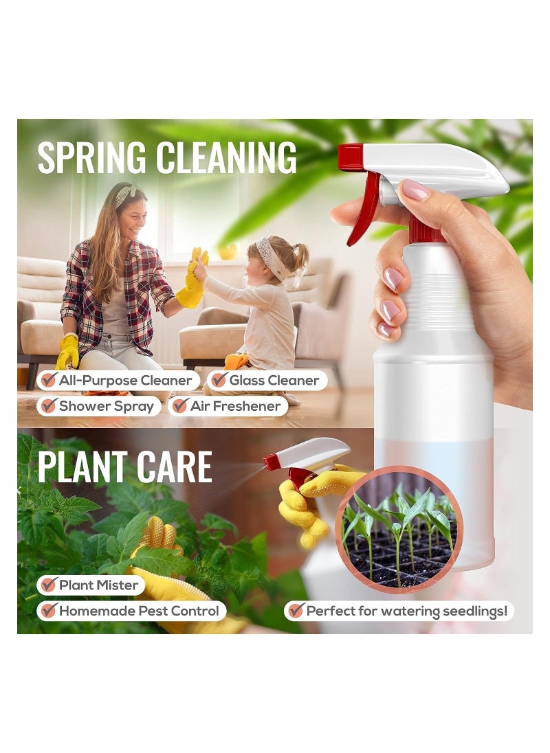 KASTWAVE Spray Bottles (4 Pack,16 Oz), Refillable Empty Plastic Water Spraying Bottle for Cleaning Solutions, Hair Spray, Car Detail, Watering Plants, Heavy Duty Mist Stream Sprayer - Image 2