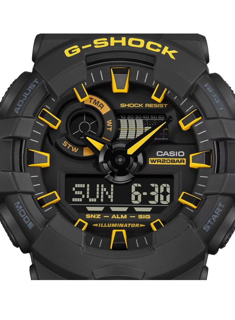 CASIO جي شوك ساعة يد رجالية رقمية بعقارب راتينج باللون الأصفر محدودة GA-700CY-1ADR - Image 4