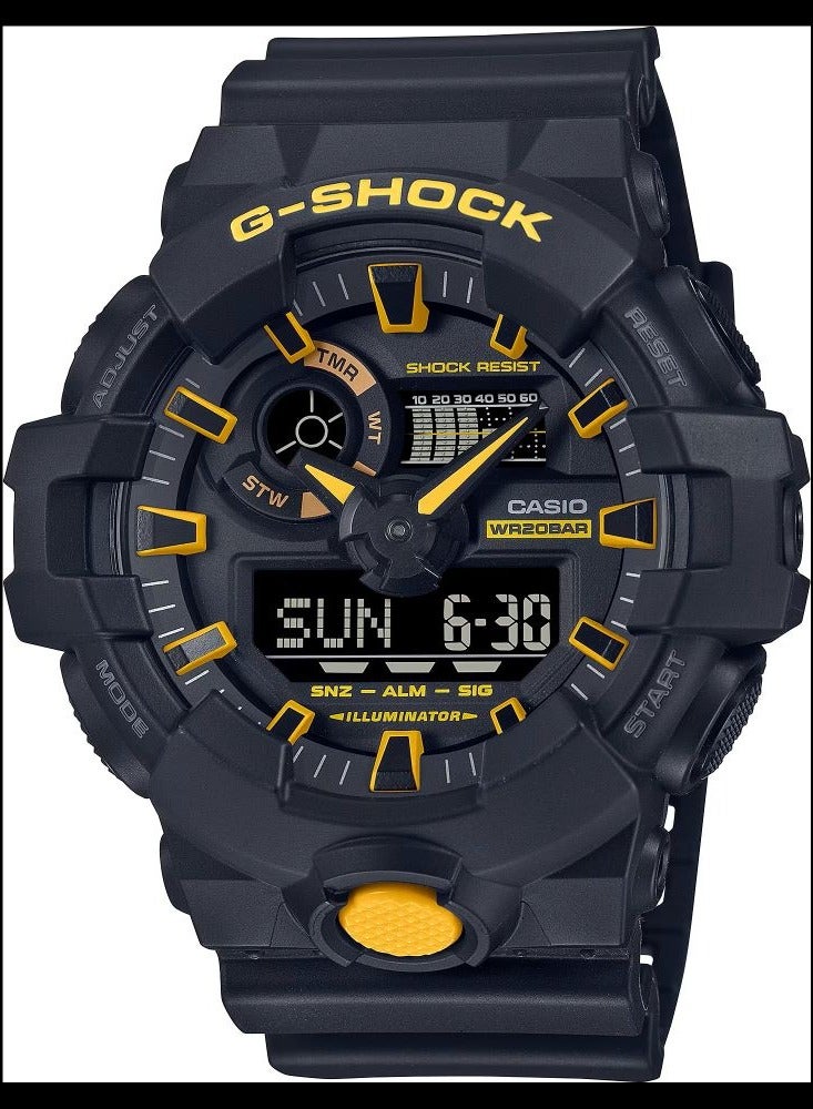 CASIO جي شوك ساعة يد رجالية رقمية بعقارب راتينج باللون الأصفر محدودة GA-700CY-1ADR - Image 1